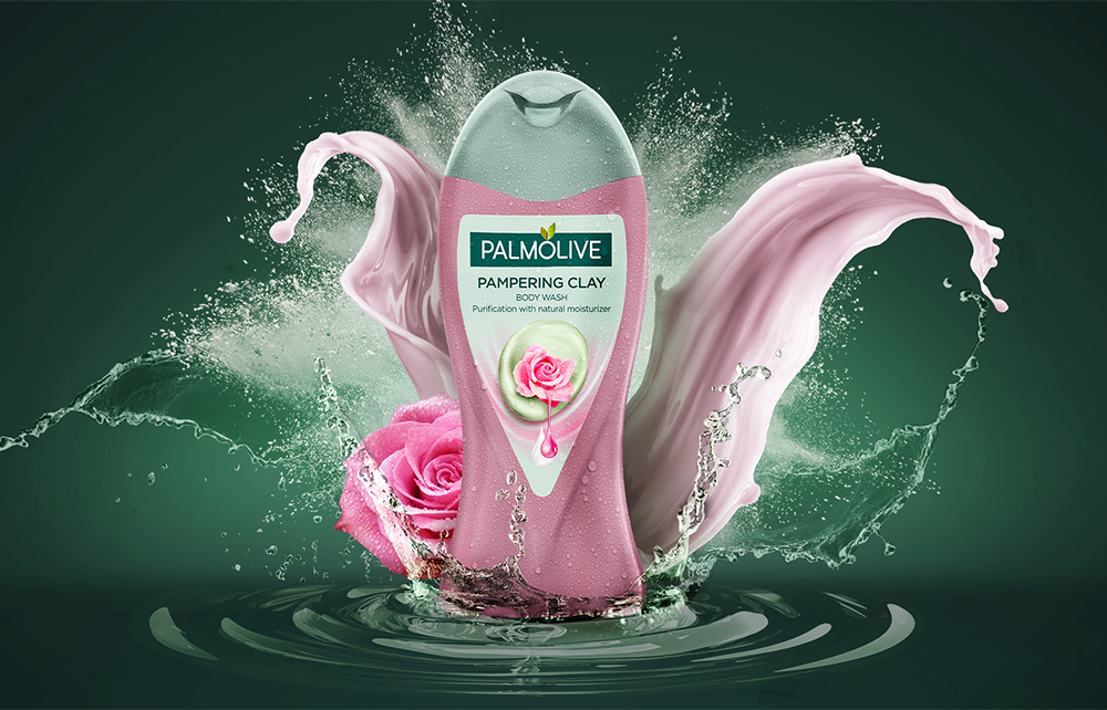 Key Visual Palmolive créé pour la sortie de la nouvelle gamme de shampoings Pampering Clay