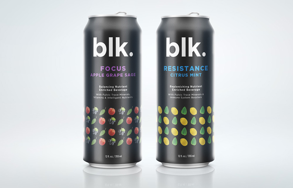 Simulation sur canettes d'un nouveau design pour les boissons blk.